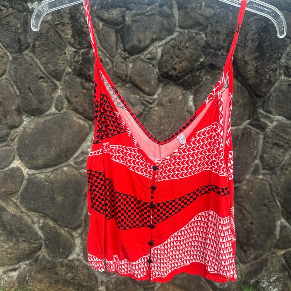 Hawaii's Finest Red and Black Patterned Camisole
